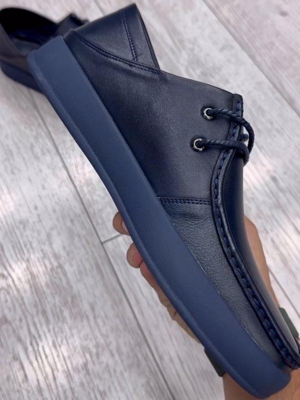 Navy Lace Up Simple Business Men's Shoes