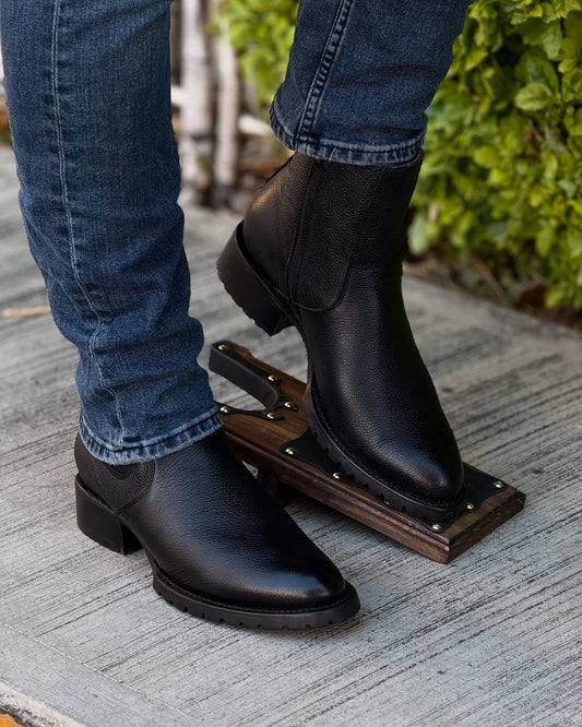 Solid Color Handmade Cowhide Ankle Boots