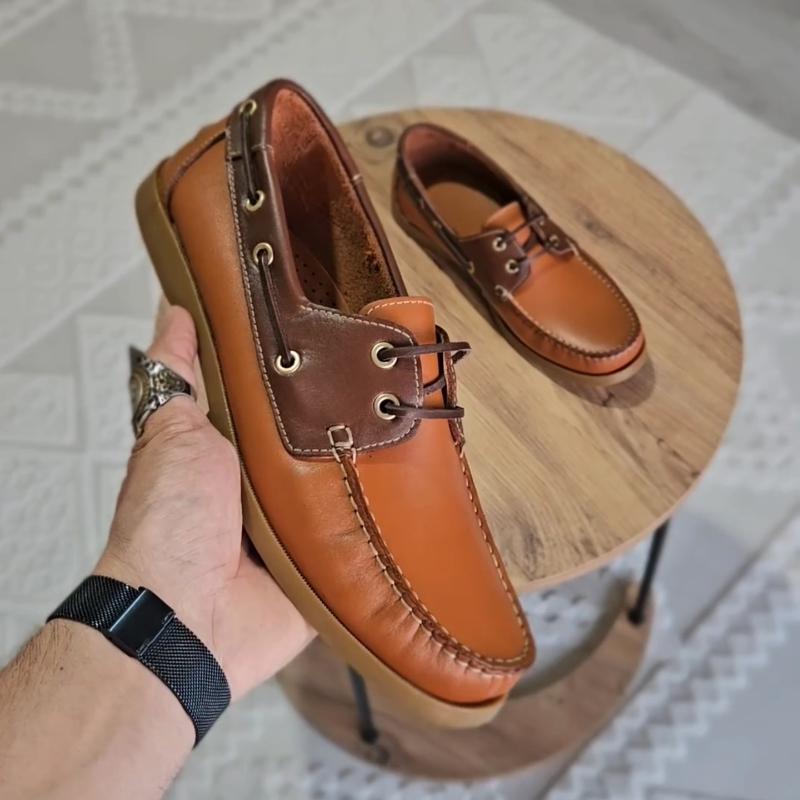 Men's Leather Boat Shoes | Handsewn Moccasin Toe Comfort Loafers