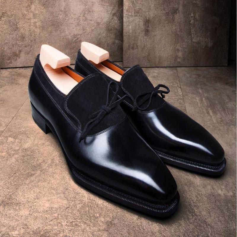 Black Suede Leather Shoes For Men Lace Up Dress Shoes