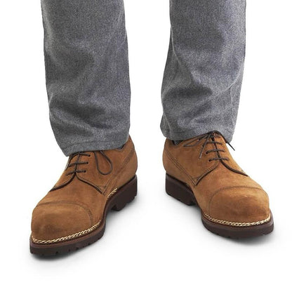 Cognac Textured Suede Derby Shoes