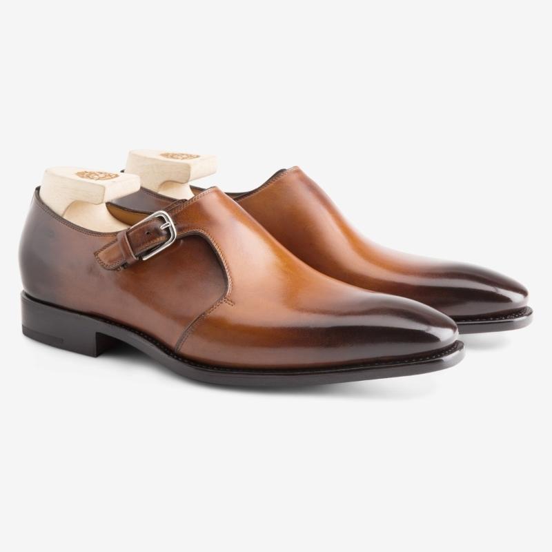 Single Monk In Antiqued Cognac Leather