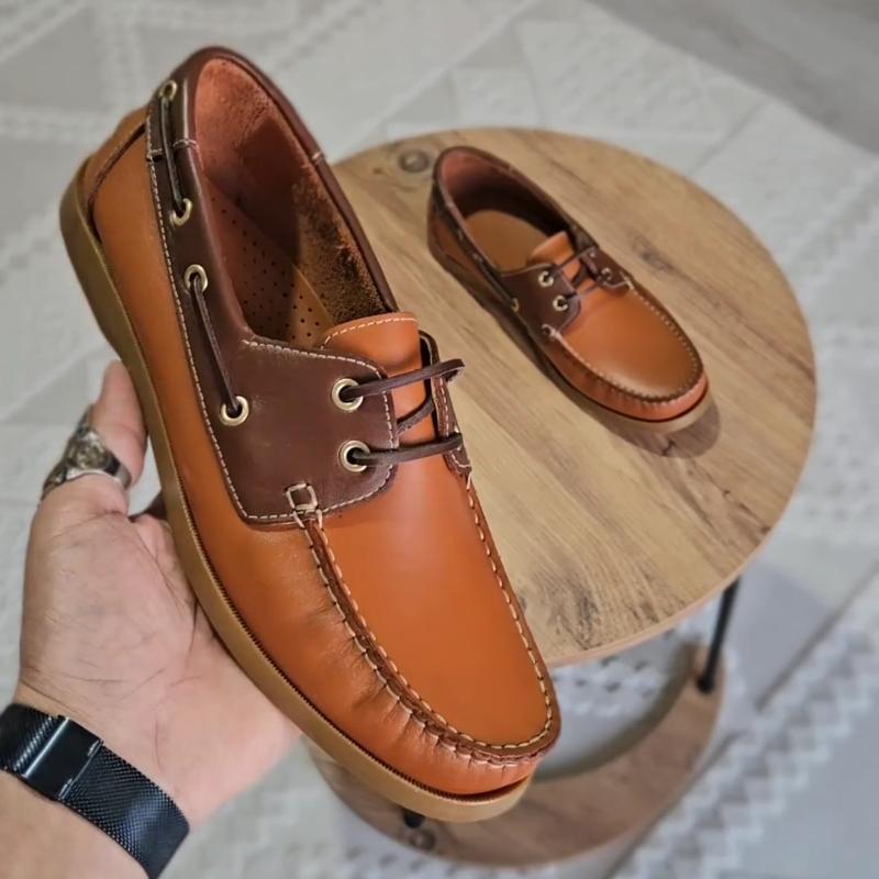 Men's Leather Boat Shoes | Handsewn Moccasin Toe Comfort Loafers