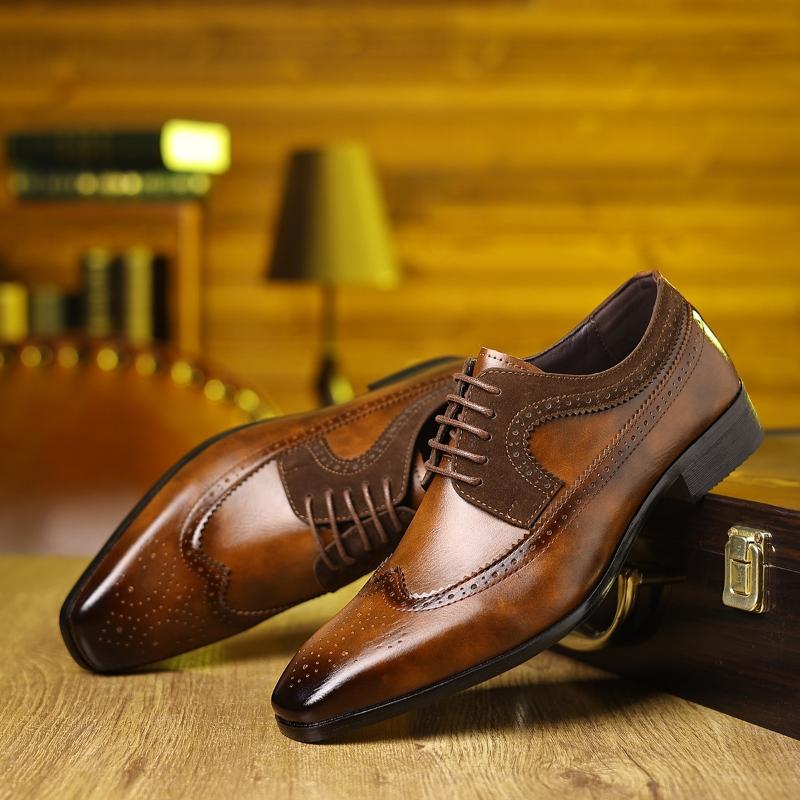 New Carved Flower Block Oxford Dress Shoes