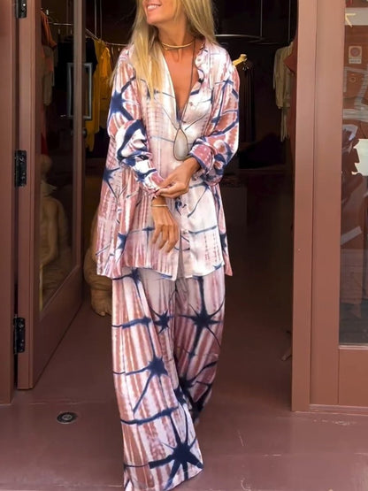 Casual Printed Silk Two Piece Set