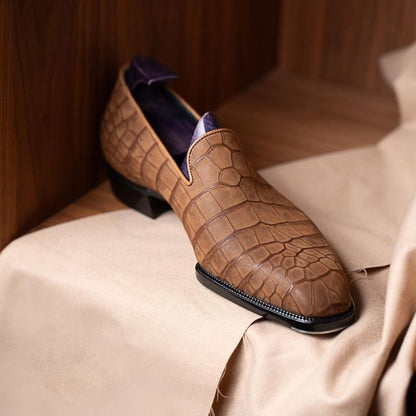 Luxury Matte Crocodile Leather Loafers