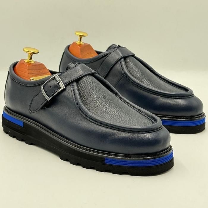 Single Monk Strap Casual Leather Shoes