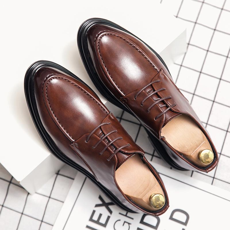 Men's Business Casual Leather Shoes Lace Up Moccasin Breathable Leather