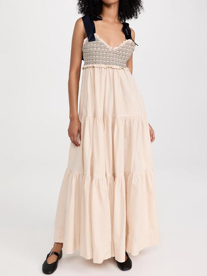 Ruffled Tie Up Maxi Dress