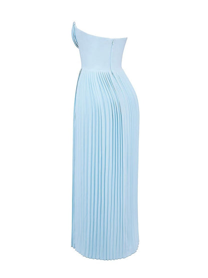 Strappless Party Pleated Maxi Dress