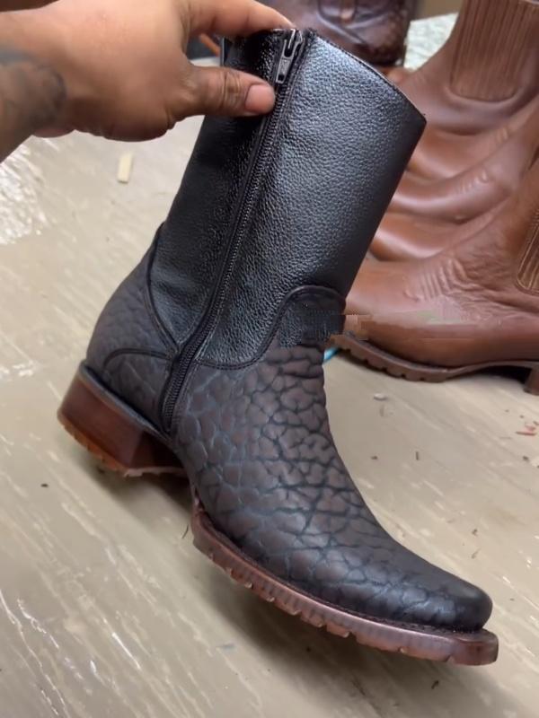 Men's Brown Bull Collar Leather Boot