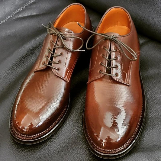 Brown Thin Grain Lace-up Gentlemen's Shoes