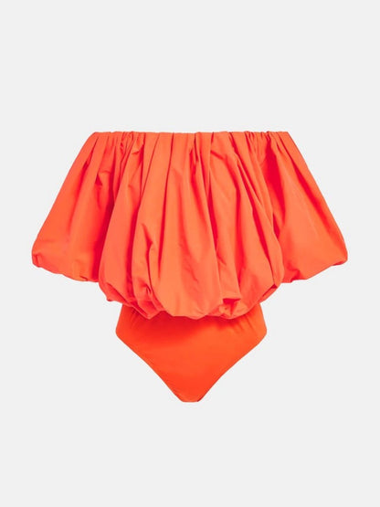 Orange Bardot Neck Suit