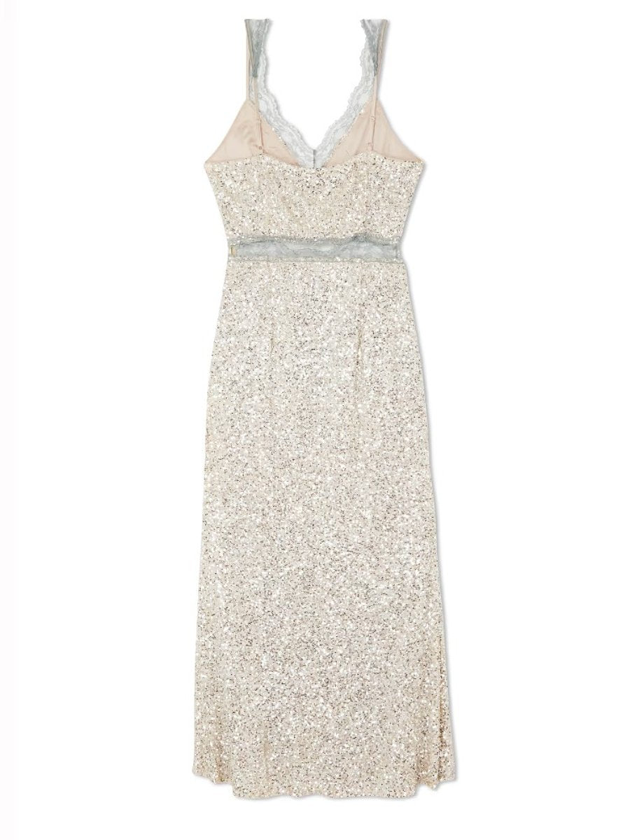 Silver Sequin Maxi Dress