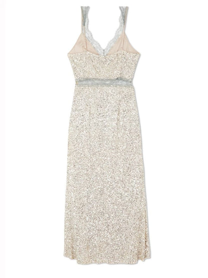 Silver Sequin Maxi Dress