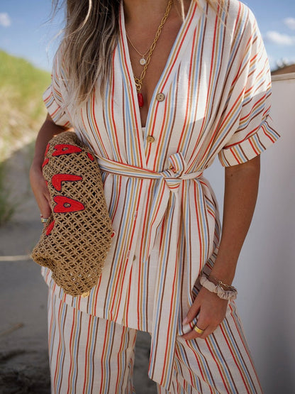 Colorful Striped Two-Piece Set