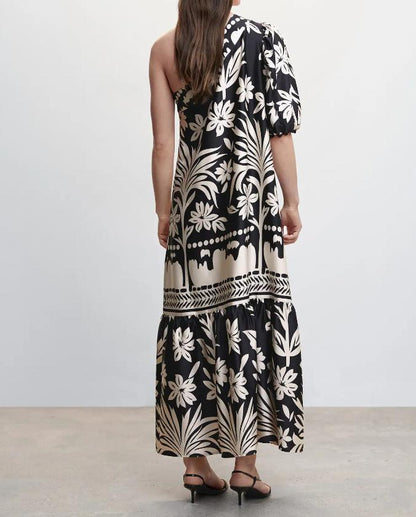 Floral Puffed Sleeve Maxi Dress