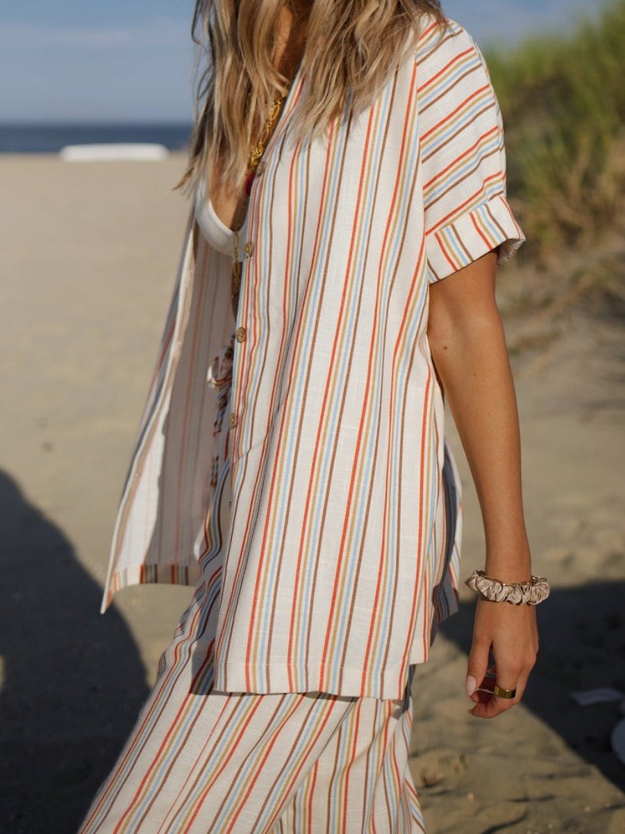 Colorful Striped Two-Piece Set