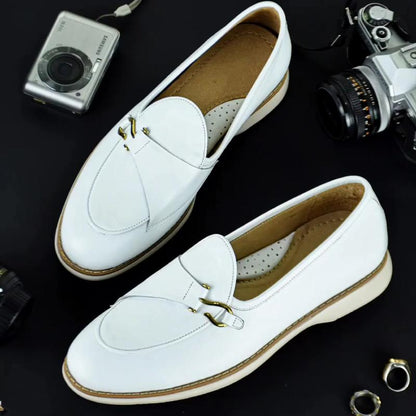 Single Fish Hook Buckle Loafers