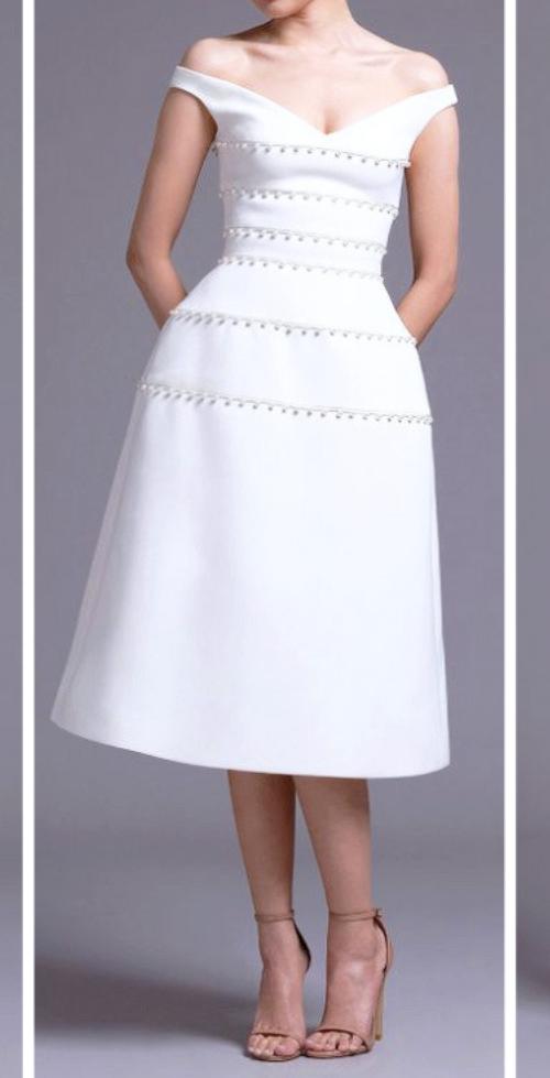 White Elegance Pearl Midi Dress