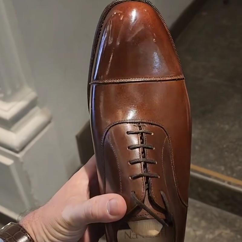 Brown Straight Toe Leather Oxfords