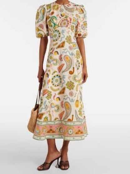 Summer Colorful Printed Midi Dress