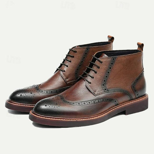 Men's Premium Leather Brogue Boots