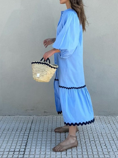 The Loose Mid-sleeve Maxi Dress