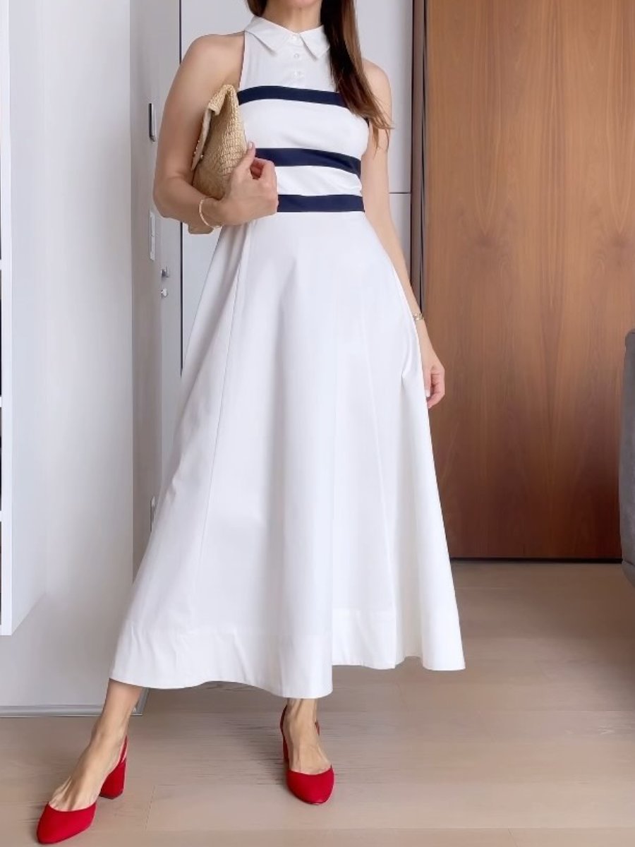 Classy Navy-Blue Elegance Midi Dress