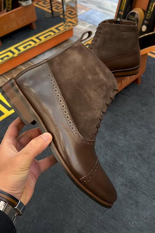 Genuine Leather Coffee Boots