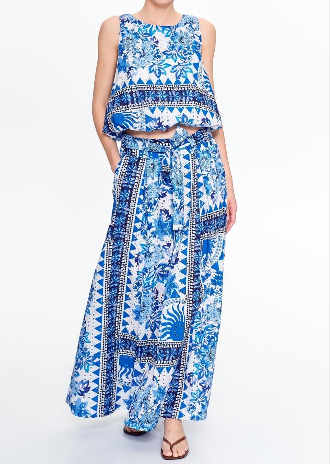 Blue Printed Casual 2pc Set