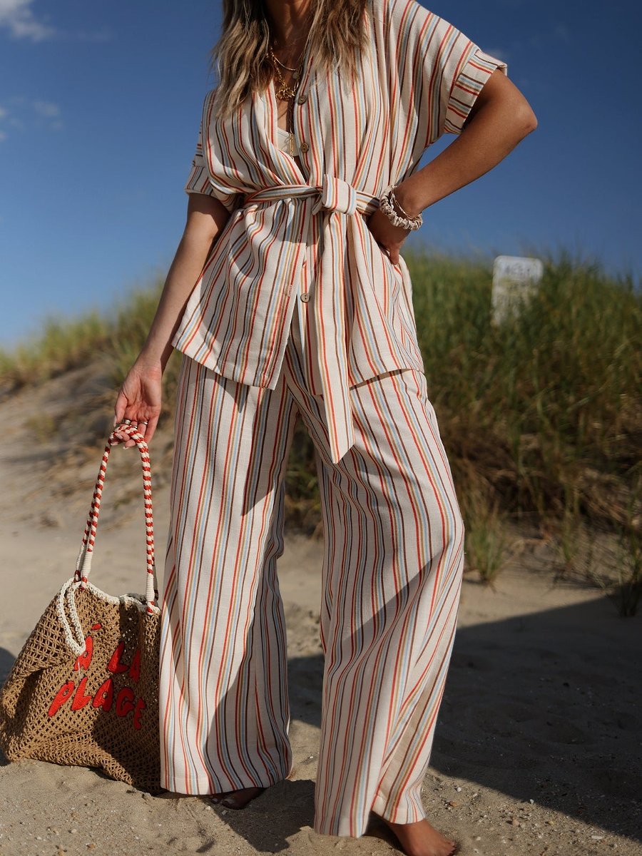 Colorful Striped Two-Piece Set