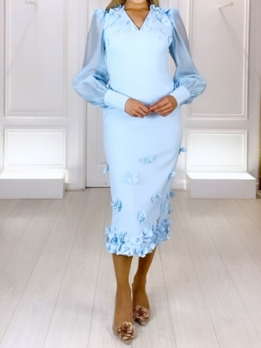 Fabulous Elegant Icy-blue Midi Dress