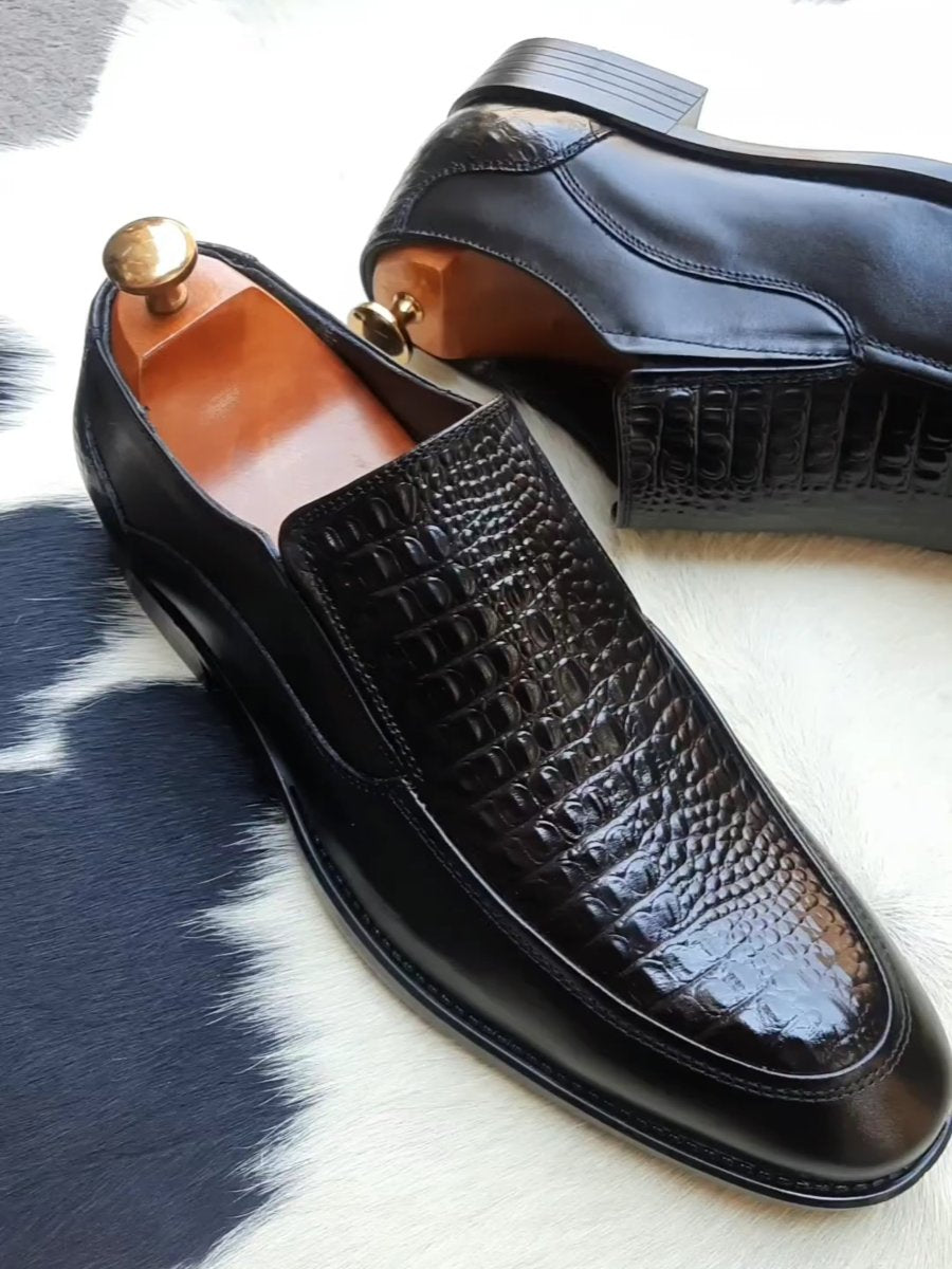 Black Alligator With Calf Leather Shoes