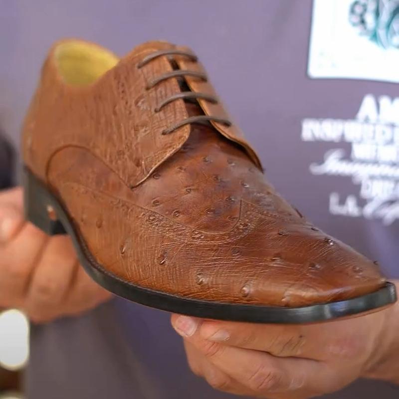 Ostrich Lace-up Dress Shoes