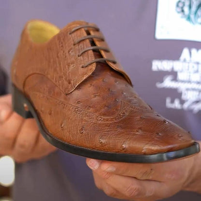 Ostrich Lace-up Dress Shoes