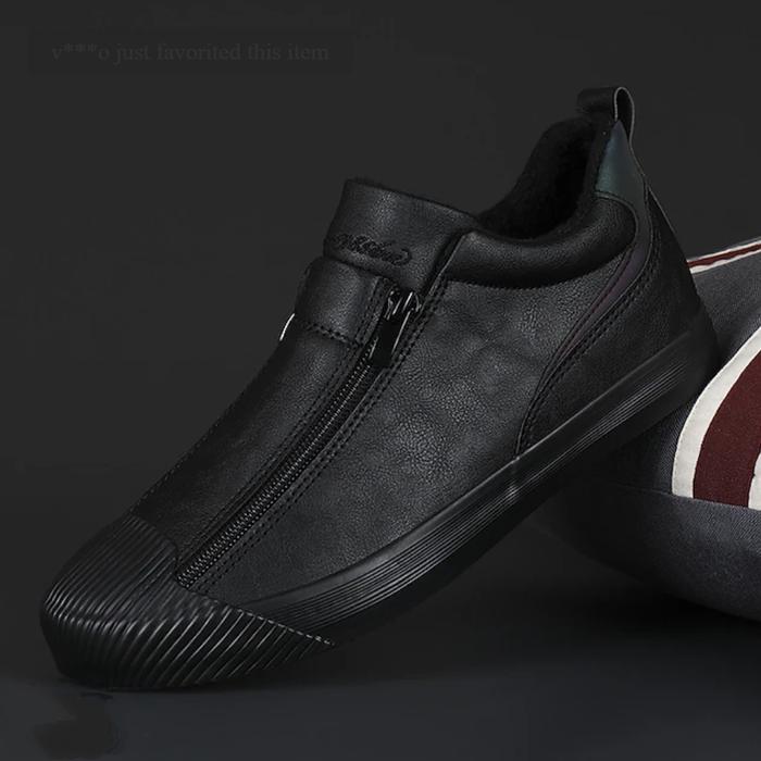 (⏰Last Day Promotion $7 OFF)Men's Leather Slip-On Sneakers With Zipper Closure For Casual Wear(Buy 2 Free Shipping✔️)