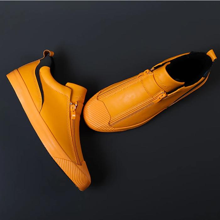 (⏰Last Day Promotion $7 OFF)Men's Leather Slip-On Sneakers With Zipper Closure For Casual Wear(Buy 2 Free Shipping✔️)